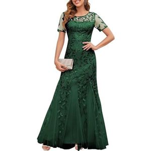 KIYNE Dames tule moeder van de bruid jurken met mouwen sprankelende pailletten zeemeermin formele avondjurk, Emerald Groen, 32