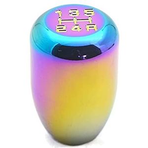 LUOKEKE Universele raceknoppen, 5 versnellingen, auto, automatische versnellingspookknop voor handmatige transmissie, aluminiumlegering, automatische schakelknop, schakelknop (Neochrome)