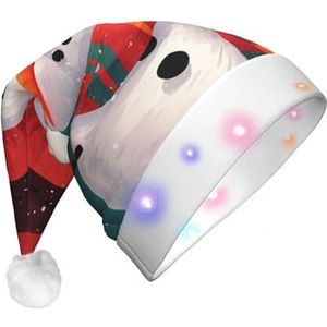 KHiry Light up Kerstmuts Pluche Kerstman Hoed met LED Lights Xmas sneeuwpop Kerst Hoeden voor Volwassenen