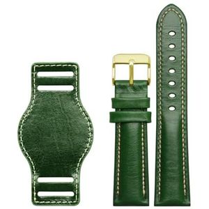 YingYou Echt Lederen Armband 18mm 20mm 22mm Horlogeband Heren Horlogeband Met Mat Horloges Band Handgemaakte Lederen Armband (Color : Green-gold, Size : 18mm)