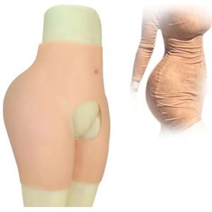 Adima Siliconen Body Shaper Slipje Heupen Enhancer Ondergoed Open Kruis Nep Butt Pads Panty voor Drag Queen,Brown(1.2cm)