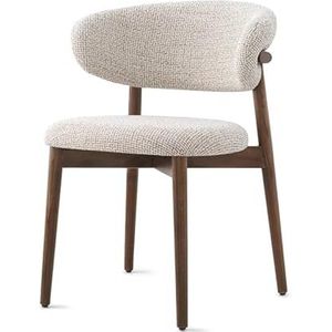 JAVYPPT Maaltijdstoelen Eetkamerstoelen Linnen Doek, Gestoffeerde Receptie Stoelen, Tufted Accent Stoel met Houten Benen voor Thuis Keuken, Woonkamer