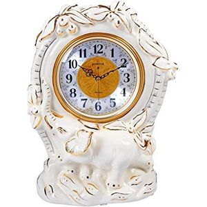 Bureauklok Tafelklok Woonkamer Grote keramische klok Home Clock Desktop Ornaments Desktop Silent Europese luxe tafelklok Wit Goud Creatief (Kleur: A)