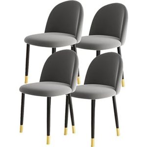 Moderne keukeneetkamerstoelen, accentstoel set van 4, fluweelzachte gevoerde zitting met ergonomische rugleuning, stoel metalen poten