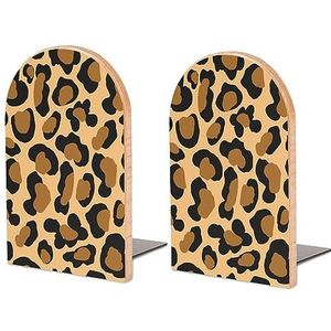 Luipaard Cheetah Wilde Kat Spots Patroon Grote Boekensteunen Houten Boek Stand Non-Skid Boek Houder Leuke Boek Organizer voor Planken