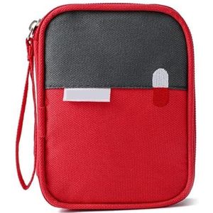Medicijnen opbergtas met mini-capaciteit, draagbare mini EHBO-zakje Medische kit Home EHBO-kit Survival Bag Noodtas Reismedicijnzak Dubbele handige pillenzak for in de auto, Reizen naar huis(Color:Red