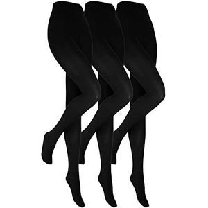 HEAT HOLDERS - 3 Pack zwarte thermische panty's voor dames | ondoorzichtige fleece gevoerde panty voor de winter, Zwart, M