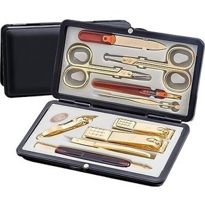Nagelknipperset Manicureset, 10-in-1 roestvrijstalen professionele pedicureset Nagelschaartje Verzorgingsset met luxe reisetui, draagbare nagelverzorgingshulpmiddelen for mannen Pedicurehulpmiddelen v