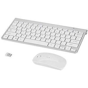 Draadloos toetsenbord en muis, gaming-toetsenbordmuis-headset en muismat-kit, slank 2,4 GHz draadloos toetsenbord en muiskit voor desktop-laptop Game Work(zilver)