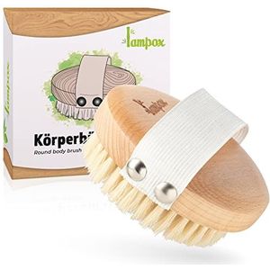 lampox® Ronde lichaamsborstel, ronde droge borstel, peelingborstel, massaborstel, peeling lichaam, borstel voor het verwijderen van dode huid, verbetert de lymfefuncties