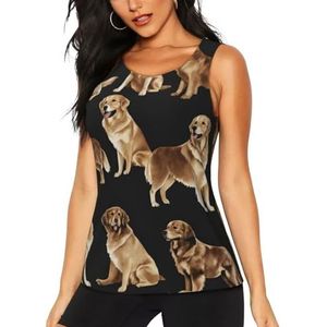 Workout tanktops voor vrouwen Golden Retrievers - Slim Fit Crew Neck Vest Top Sport Running T-Shirt Mouwloze Tank Top Zomer Atletische Yoga Vesten, 3 D, S