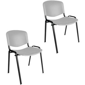 Büro & More 2-delige set bezoekersstoelen, stapelbare conferentiestoel, met zitting en rugleuning van kunststof, grijs