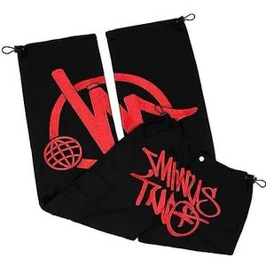 sPeesy Minus Two Cargobroek Y2k, cargobroek voor heren, baggy jeans, joggingbroek voor heren, hiphop-stijl wijde pijpen, straatzak, hoge taille, bedrukte jeans, skateboard-denimbroek, Rood, S