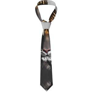 GerRit Tiger At Rest Casual stropdas voor heren, bedrukte stropdas, gemakkelijk te onderhouden, geschikt voor dagelijks gebruik, feest, bal en feest, enz., Zwart, Eén maat
