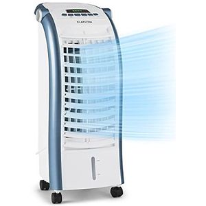 Klarstein Maxfresh - 3-in-1 mobiele airconditioner: luchtkoeler, ventilator en luchtbevochtiger, 55 watt, 444 m³ / h, 4 snelheden, oscillatie, 51 dB, timer tot 15 uur, watertank: 6 liter, wit/blauw