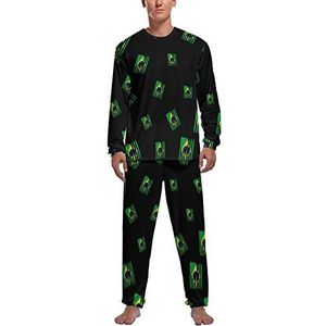 Retro Brazilië VS Vlag Mannen Pyjama Sets Nachtkleding Lange Mouw Top En Broek Tweedelige Loungewear