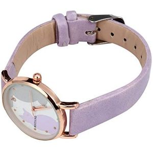 UKCOCO Kat Horloge Dames Polshorloges Casual Horloges Voor Dames Opnieuw Polshorloge Voor Jongen Horloges Voor Meisje 14-16 Kwarts Horloges Kunstleren Band Paars Kleuter Koreaanse Versie