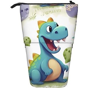 Leuke Dinosaurus Potlood Case Telescopische Make-up Tas Pop Up Office Organizer Box Staande Pen Houder Cosmetica Tas Met Ritssluiting, Zwart, Eén maat