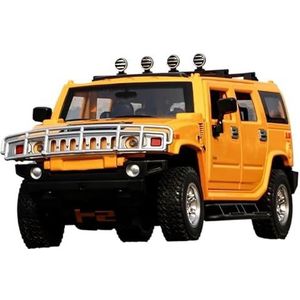 Voor 1/24 Schaal Geschikt Voor Hummer H2 Legering Model Auto Zes-deur Pull Back Geluid En Licht Speelgoed Simulatie Off-road Voertuig(Yellow)