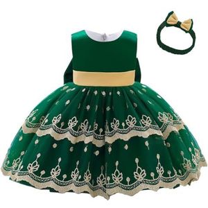 Lito Angels Baby Meisjes Gelegenheid Jurken Bruiloft Feestjurk met Hoofdband, Donkergroen Maat 86 Leeftijd 12-18 Maanden Markering 8