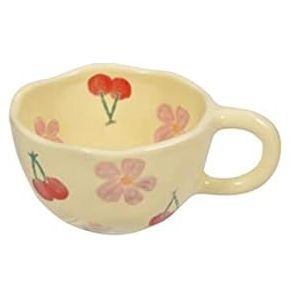 BLacOh Mokken keramische mokken koffiekopjes hand geknepen onregelmatige bloem melk thee kop havermout ontbijt mok drinkgerei koffiemokken (maat: 201-300 ml, kleur: roze kers)