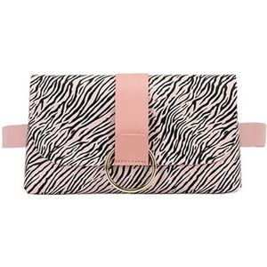 Dames heuptasje lederen heuptas vrouwelijke heuptas schoudertas crossbody borst telefoontassen handtas (Color : Zebra stripe - pink)