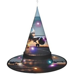 OdDdot Vliegtuig in The Evening Light Witch Hat - LED gekleurd licht, geschikt voor Halloween, Kerstmis, rollenspel en meer