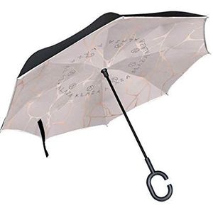 RXYY Winddicht Dubbellaags Vouwen Omgekeerde Paraplu Marmer Rose Goud Waterdichte Reverse Paraplu voor Regenbescherming Auto Reizen Outdoor Mannen Vrouwen