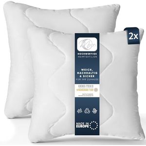 Moon Feeling 2-pack gewatteerde vulkussens, binnenkussen, bankkussen, hoofdkussen ca. 45x45cm - 400g met ritssluiting (extra stevig)