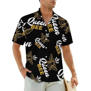 Queen Bee T-shirt voor heren, korte mouwen, strandshirt, Hawaïaans shirt, casual zomershirt, XS