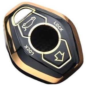 Sleutelbehuizing houder TPU Autosleutel Case Cover Accessoires Protector Shell Fob Houder Voor BMW 3 5 7 Serie E38 E39 E46 E83 M5 325i X3 X5 Z3 Z4 Sleutelbehuizing(Gold edge black)