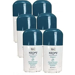 ROC - Keops deodorant stick - parfumvrij - zonder alcohol - vermindert de zweetvorming overmatig - soldeer van 6 x 40 ml