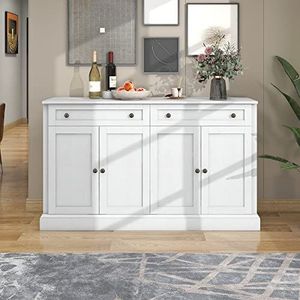 Boorbin - Dressoir - Natuurlijk Hout - 4 Deuren - 2 Laden - 150 x 86 x 40 cm