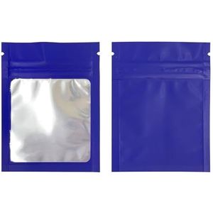 100 stuks platte folie afsluitbare zakken badzout cosmetische zak één zijde helder mini dikke mylar hersluitbare ziplock(Deep Blue)
