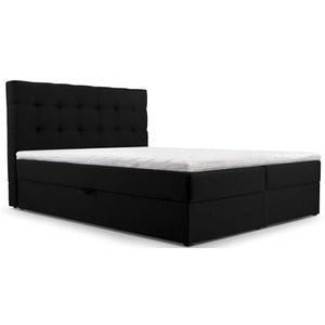 mb-moebel Continentaal bed, boxspringbed, bed met bedkast, Bonell-matras en topper, tweepersoonsbed - boxspringbed 05 (zwart - Hugo 100, 140 x 200 cm)
