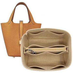 Tas Organizer Liner Opbergtas Tas Opslag Insert Draagbare Make-up Tas voor Hermes Picotin18/22/26, Beige B, Picotin 18