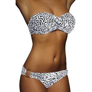 ALZORA Twist push-up bandeau bikini set blauw wit strepen gestreept dames push-up badpak 2019010