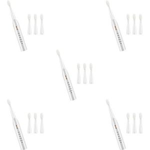 5 Set van Tandenborstel Elektrische IPX7 Waterdichte Tandenborstel Verstelbare Draagbare Tand Cleaning Tool met 4 Koppen, Wit Goud