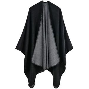 UBOHUZ Winter Mode Poncho Vrouwen Capes Sjaal Dames Sjaals Warme Sjaals Wraps Vrouw Poncho's Voor Lente Herfst Winter, Zwart Grijs, One size