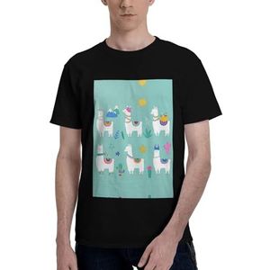 CKGODGF Katoenen T-shirt met alpaca-lama-print, casual en comfortabel, korte mouwen, geschikt voor fitness en dagelijks gebruik, Zwart, S
