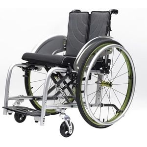 CFMAIF Sportwolstoel voor volwassenen, lichtgewicht, opvouwbare handmatige en transportstoel, draagbaar, aluminiumlegering, weegt slechts 25 lbs (groen, 40 cm zitplaats)
