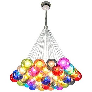 Bolvormige glazen hanglamp in hoogte verstelbare creatieve glas in kleur lampenkap hanglamp, plafondlampvoet G4-lamp, kroonluchter voor Woonkamer Slaapkamer Keuken eetkamer hal lamp