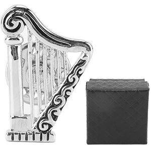 Harp Broche, Zilveren Glanzende Afwerking Muziekinstrument Broche Pin voor Decoratie Geschenken