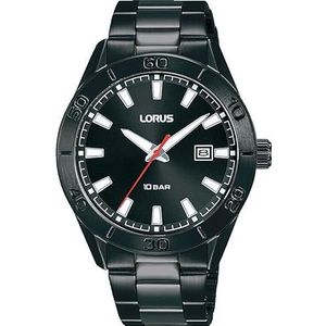 Lorus sport zwarte dail roestvrij staal Armband horloge voor mannen RH971PX9, Zwart
