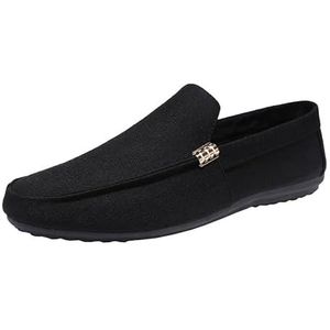 Heren loafers schoen ronde neus suède effen kleur stoffen schoenen comfortabele antislip lichtgewicht casual feestslip-on (Color : Black, Size : 40 EU)