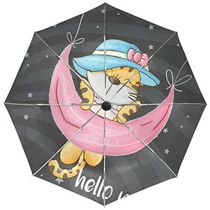 Schattige cartoon baby tijgerparaplu automatisch opvouwbaar automatisch open gesloten paraplu's winddicht UV-bescherming voor mannen vrouwen kinderen