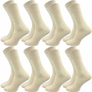 GAWILO Herensokken van 100% katoen (8 paar), zonder drukkende naad, katoenen sokken met versterkte hiel en teenpunt, beige, 39-42 EU