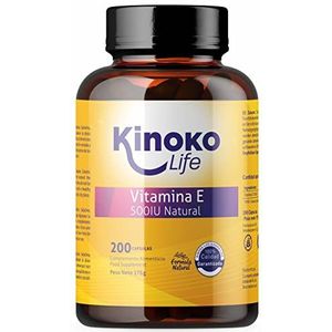 Natuurlijke Vitamine E 500 UI | 200 capsules | 100% vetoplosbaar en zuiver | Zware metalen vrij | Krachtige antioxidant om onze huid, ons immuunsysteem, en ons hart te beschermen.