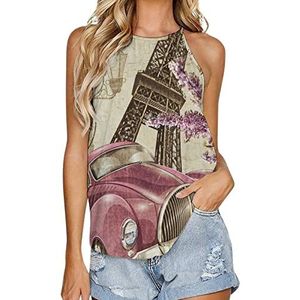 Paris Vintage Eiffeltoren poster dames tank top zomer mouwloze T-shirts halter casual vest blouse print Tee 2XL