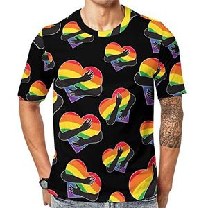 Gay Love Rainbow LGBT Hart mannen Crew T-shirts korte mouw T-shirt casual atletische zomer tops